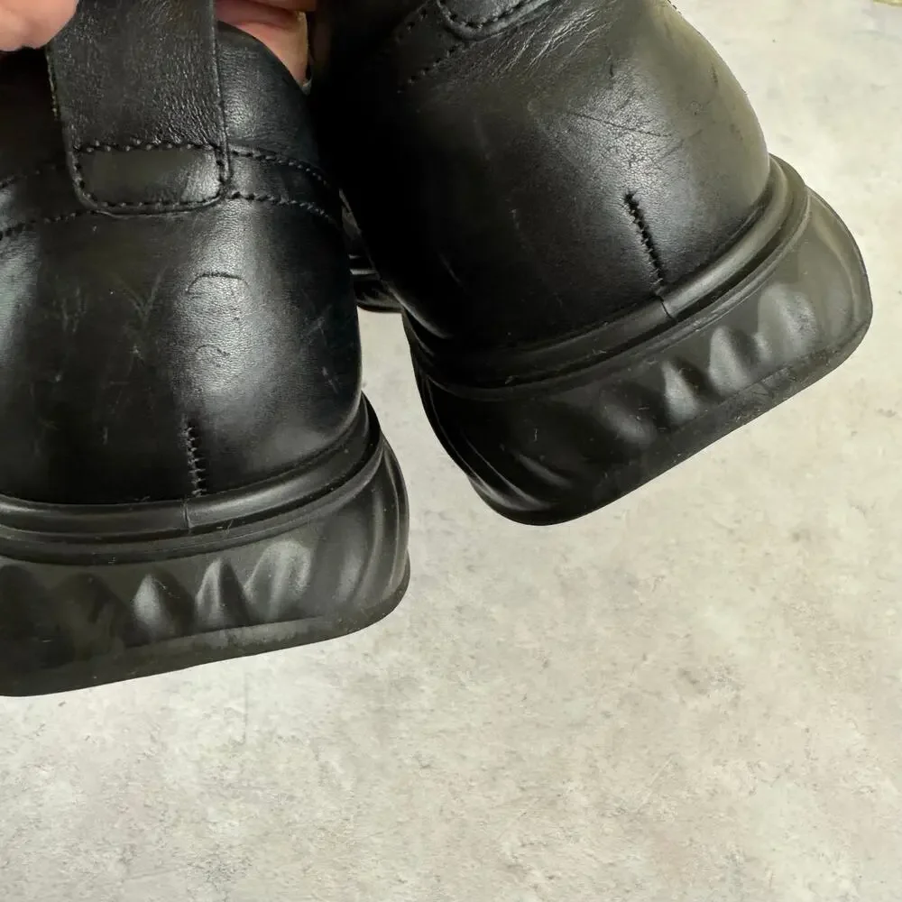 ECCO ST.1 Hybrid Mens 10-10.5 Black Leather Cap Toe Derby Dress Shoes EU 44